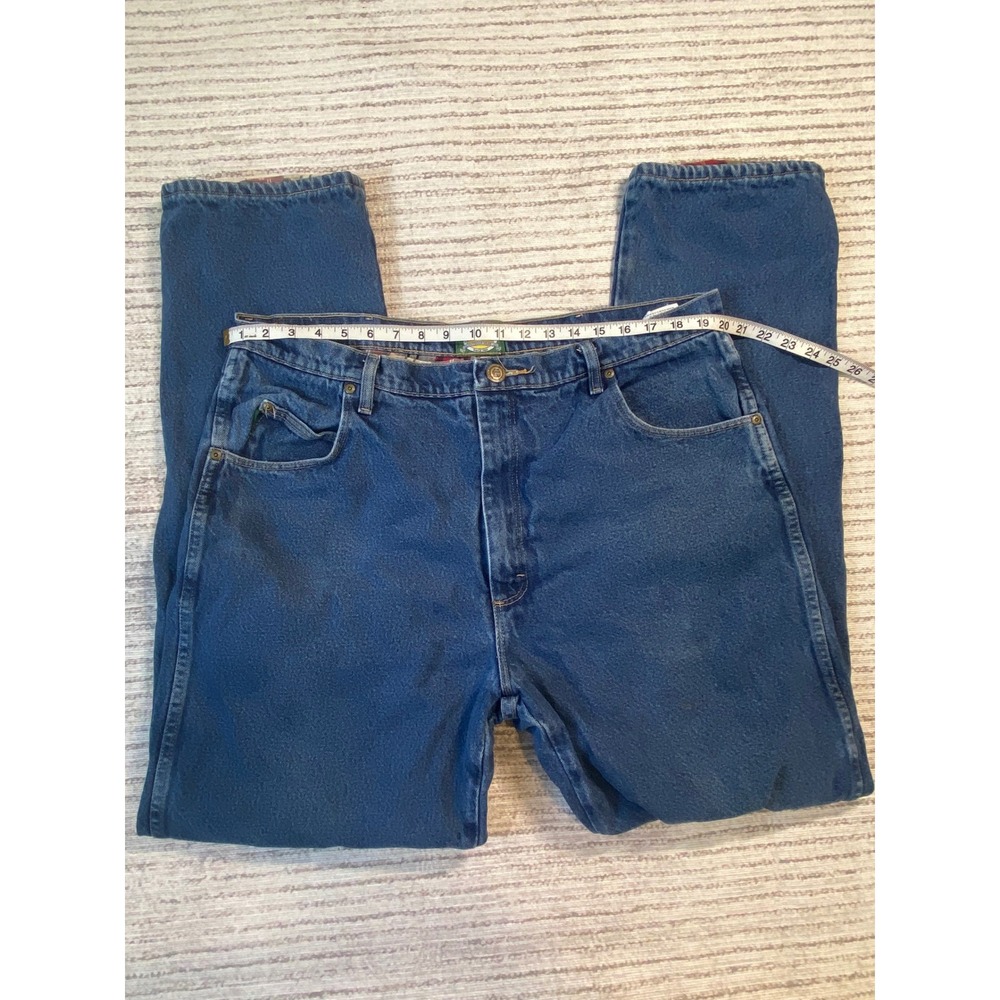 Vintage Cabelas Flannel Lined Jeans Mens 40x36 Blue‎ Denim Plaid Made in Mexico